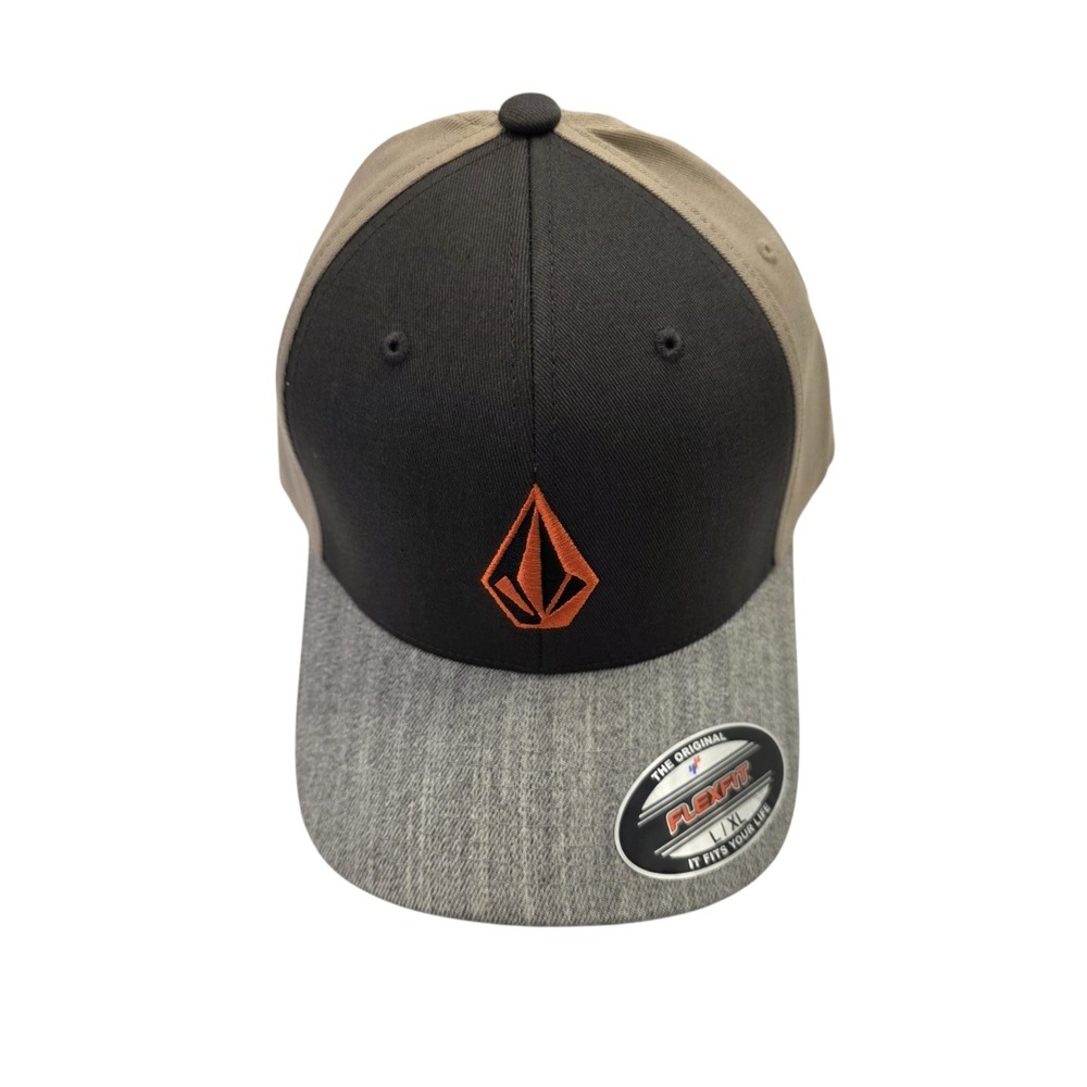 NWT Volcom Flexfit Baseball Golf Hat Cap Mens L/XL Brown Tan Gray